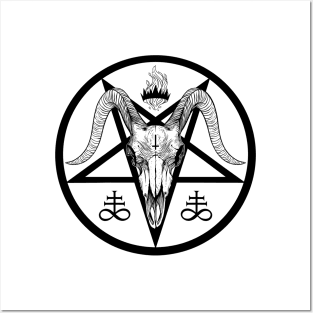 Baphomet pentagram. Goat skull Posters and Art